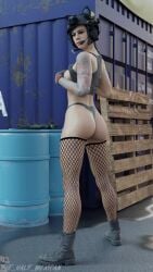 3d call_of_duty_mobile cod cod_mobile fishnet_legwear fishnets hel helmet mara mara_(cod) tattoo thong