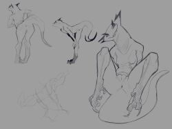 anthro anus deadlock ellael flat_chest looking_at_viewer monochrome monster_girl petite presenting_pussy reptile vyper_(deadlock)