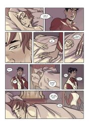 2boys 2d_(artwork) acrknowyou after_sex arcane arcane_jayce arcane_viktor bed bedroom bedroom_background bedroom_setting clothed_male clothed_sex clothing clothing_lift color colored comic comic_page comic_panel comic_strip dialogue dialogue_box dialogue_bubble digital_drawing_(artwork) digital_media_(artwork) disabled_male dressing english eye_contact face getting_dressed hand_on_hip hands holdings_legs jayce jayce_talis laying_down laying_in_bed league_of_legends looking_at_partner male male/male male_focus mastectomy_scar multiple_images multiple_poses multiple_views pants public riot_games romantic_ambiance romantic_couple sfw shirt sleeping top_surgery_scars transgender_male transgender_man transmasc viktor_(league_of_legends)