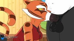 anthro balls ballsack blowjob deepthroat furry furry_female furry_male furry_tail kung_fu_panda lunisilvervolt sloppy_blowjob sloppy_deepthroat tagme tigress tigress_(kung_fu_panda) video