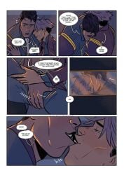 2boys 2d_(artwork) above_view acrknowyou arcane arcane_jayce arcane_viktor biting bitting_lip carriage clothed_male clothed_sex color colored comic comic_page comic_panel comic_strip crotch cuddling dialogue dialogue_box dialogue_bubble digital_drawing_(artwork) digital_media_(artwork) disabled_male english eye_contact face gay gay_male grabbing_thighs hand_on_hip hands holding_leg holdings_legs horse hugging jayce jayce_talis kissing league_of_legends leg_brace looking_at_partner male male/male male_focus multiple_images multiple_poses multiple_views pre_sex public riot_games romantic_couple sfw thigh touching viktor_(league_of_legends) yaoi