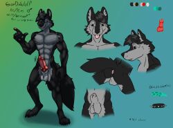 absurd_res animal_genitalia animal_penis anthro anus blep canid canine canine_genitalia canine_penis canis collar gardawolf genitals gesture hand_gesture hi_res knot knotted_penis looking_at_viewer male mammal penis pointing reference_image reference_to_character sheath simple_background smile solo spiked_collar spikes text tongue tongue_out wolf