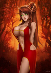 1girls big_breasts blood_elf breasts cleavage curview elf female female_only large_breasts looking_at_viewer nearie solo world_of_warcraft