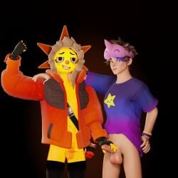 2boys 3d 3d_(artwork) 3d_render dozy_dreamer_(fortnite) erect erect_cock erect_dick erect_penis erection fortnite gloves hand_on_cock hand_on_dick hand_on_hip hand_on_penis jacket male/male male_only no_pants no_underwear pantless sinfuleden_3d standing sunspot_(fortnite) tagme twink