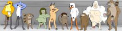 anthro armpit_hair avian balls bird bovid camsan_r_s caprine cartoon_network chad_(regular_show) circumcised don_(regular_show) doug_shablowski foreskin goat humanoid jeremy_(regular_show) john_(regular_show) lineup lutrine male male_only mammal mordecai_(regular_show) muscle_man_(regular_show) mustelid penis procyonid raccoon regular_show retracted_foreskin rigby_(regular_show) skips_(regular_show) thomas_(regular_show) uncut yeti