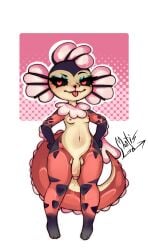 anthro axolotl completely_nude flaccid flaccid_penis flat_chest flat_chested furry furry_only futa_only futanari hands_on_hips mantislord nude sapphire_safari shortstack small_breasts smug smug_face tongue_out