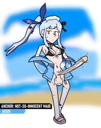 almost_nude anchor_(innocent_maid)_(nikke) anchor_(nikke) blue_eyes blue_hair choker covered_nipples crash2262 flat_chest futa_focus futanari goddess_of_victory:_nikke jacket jacket_only jacket_partially_removed long_penis maid_uniform naked_footwear nikke ponytail precum precum_drip ribbon ribbon_in_hair sagging_balls self_upload skinny_penis slippers small_breasted_futa small_breasts sole_futa sweat sweating sweaty_balls tagme twitching_penis unconventional_maid veiny_penis
