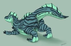 2018 anus aquatic aquatic_dragon ass balls countershade_face countershade_feet countershade_neck countershade_tail countershade_torso countershading dragon facial_spikes feet feral genitals male male_feral minty_(mintyderg) mintyderg mythological_creature mythological_scalie mythology overweight overweight_feral overweight_male presenting presenting_hindquarters raised_tail scalie simple_background solo spikes spikes_(anatomy) tail teal_background teal_body teal_eyes
