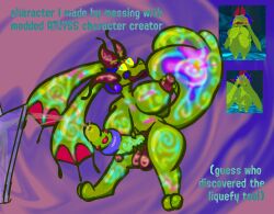 2_toes abstract_background alien ambiguous_species animal_genitalia antennae_(anatomy) antennae_markings anthro atlyss ball_markings balls barely_visible_genitalia barely_visible_sheath big_breasts big_ears big_penis big_tail bodily_fluids breast_markings breast_play breasts crystal dragon english_text feet genital_fluids genital_markings genitals glass glowing glowing_body glowing_eyes glowing_genitalia glowing_markings glowing_penis glowing_tail goo_creature green_body gynomorph hanging_breasts herm holding_breast horn huge_cock hybrid hyper hyper_genitalia hyper_penis intersex kiseff kubold_(atlyss) leg_markings m-a-dragon markings membrane_(anatomy) multicolored_body mythological_creature mythological_scalie mythology navel nipple_fetish nipple_play nipples nubbed_penis peeing peeing_on_object peeing_while_erect penis penis_markings ringed_penis scalie screencap shaded sheath solo standing tail tail_markings text thick_thighs thigh_markings toes urine urine_stream watersports