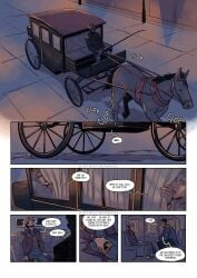 2boys 2d_(artwork) acrknowyou arcane arcane_jayce arcane_viktor carriage clothed_male clothed_sex color colored comic comic_page comic_panel comic_strip dialogue dialogue_box dialogue_bubble digital_drawing_(artwork) digital_media_(artwork) disabled_male english eye_contact face hand_on_hip hands holdings_legs horse jayce jayce_talis league_of_legends leg_brace looking_at_partner male male/male male_focus multiple_images multiple_poses multiple_views pre_sex public riot_games romantic_couple sfw viktor_(league_of_legends)