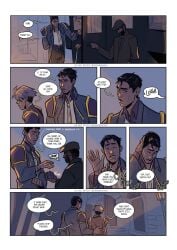 2boys 2d_(artwork) acrknowyou arcane arcane_jayce arcane_viktor carriage clothed_male clothed_sex color colored comic comic_page comic_panel comic_strip dialogue dialogue_box dialogue_bubble digital_drawing_(artwork) digital_media_(artwork) disabled_male english eye_contact face gay hand_on_hip hands holdings_legs jayce jayce_talis league_of_legends leg_brace looking_at_partner male male/male male_focus multiple_images multiple_poses multiple_views pre_sex public riot_games romantic_couple sfw stranger viktor_(league_of_legends) yaoi