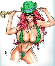 batman_(series) big_breasts bikini cleavage dc huge_breasts orville overflowing_breasts red_hair riddler rule_63