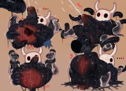 absurd_res anal_prolapse anus armwear athletic athletic_male black_body blush bodily_fluids clothing cum cydonia_xia footwear gaping gaping_anus genital_fluids glistening glistening_body heart_symbol hi_res hollow_knight_(franchise) humanoid male muscular muscular_humanoid muscular_male onomatopoeia penetration prolapse sex shortstack solo sound_effects sweat team_cherry tentacle tentacle_penetration tentacle_sex text the_knight_(hollow_knight) vessel_(species) wet wet_body white_body