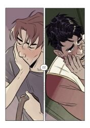2boys 2d_(artwork) acrknowyou after_sex arcane arcane_jayce arcane_viktor black_hair blush brown_hair clothed_male color colored comic comic_page comic_panel comic_strip dialogue dialogue_box dialogue_bubble digital_drawing_(artwork) digital_media_(artwork) disabled_male end_page english eye_contact face gay hand_on_hip hands holdings_legs jayce jayce_talis league_of_legends looking_at_partner male male/male male_focus multiple_images multiple_poses multiple_views public regret riot_games romantic_couple sfw viktor_(league_of_legends) yaoi