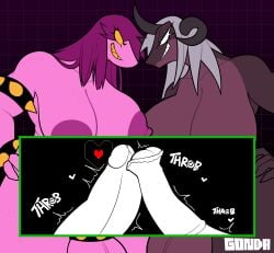 absurd_res anthro armband big_breasts big_nipples big_penis breasts clair_odeorain deltarune dragon duo freckled_breasts freckles frottage genitals gonda gynomorph hair herm hi_res horn huge_cock hyper hyper_genitalia hyper_penis intersex intersex/intersex muscular muscular_gynomorph muscular_intersex mythological_creature mythological_scalie mythology nipples penile penis penises_touching pink_body purple_body purple_hair reptile scalie sex spiked_armband spikes susie_(deltarune) testicle_cuff undertale_(series)