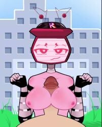 ahe_gao anthro areolae boob_job breasts cap cum cum_on_breasts cum_on_face forsaken_(roblox) heart-shaped_pupils longer_than_30_seconds longer_than_one_minute looking_at_viewer nipples no_sound noob_(forsaken) nude paizuri penis pink_body piqouskvan pov roblox roblox_game robot robot_girl robot_humanoid screen_face tagme tv tv_head tv_screen veeronica video