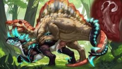 16:9 bodily_fluids cum cum_in_vagina cum_inside dinosaur doggystyle duo female feral feral_on_feral feral_penetrated feral_penetrating feral_penetrating_feral from_behind_angle from_behind_position genital_fluids genitals glowing glowing_body glowing_horn hi_res horn indoraptor internal jurassic_park jurassic_world knot knotted_penis knotting male male/female penetration penis prehistoric_species rawr reptile saurischian scalie sex spinosaurid spinosaurus tail_spines theropod universal_studios vaginal vaginal_fluids vaginal_penetration widescreen wrapping_tails