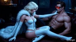 ai_generated cyclops_(x-men) emma_frost kling_ai marvel private_dance private_room scott_summers striptease white_queen