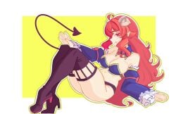 clothing curvaceous curvaceous_female curvaceous_figure curvy curvy_figure curvy_hips demon_tail female female_focus female_only heels horns long_hair machikado machikado_mazoku pog_chantilly red_hair yoshida_yuuko