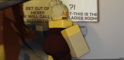 1boy 1boys 1girls 2026 3d ?! ass ass_focus bathroom bathroom_background big_ass big_booty big_butt blonde_hair blood_debt blush booty butt_focus caught caught_in_the_act caught_off_guard clothed creeping creepy dialogue dress dressed embarrassed embarrassed_female female freaking_out glove gloves hair_bun katya_seryozha letterbox letterboxed light_blush long_gloves male mirror moosty pervert pervert_male red_clothing red_dress roblox roblox_game roblox_studio robloxian scared scared_expression scared_face scared_female self_upload shocked shocked_expression shocked_eyes sink threaten threatening tied_hair twitter_username yellow_skin yellow_skinned yellow_skinned_female