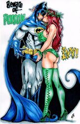 batman batman_(series) bulge_grab dc grabbing_penis kissing male/female orville poison_ivy red_hair straight thighhighs