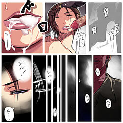 1boy 1girls after_oral blue_eyes brown_hair capcom closed_eyes comic cum cum_in_mouth cum_inside drugged female hand_on_head human jill_valentine jill_valentine_(julia_voth) male open_mouth penis rape resident_evil resident_evil_3 sawao shirt short_hair skirt sleep_molestation sleeping straight unconscious