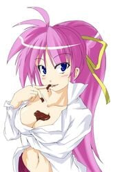 boshinote breasts chocolate female female_only hair human lowres lyrical_nanoha mahou_shoujo_lyrical_nanoha signum solo white_background