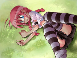 blush koruku lyrical_nanoha mahou_shoujo_lyrical_nanoha mahou_shoujo_lyrical_nanoha_a's mahou_shoujo_lyrical_nanoha_a's mahou_shoujo_lyrical_nanoha_strikers striped striped_legwear striped_thighhighs thighhighs vita