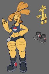 boots clothed_female crop_top female generation_9_pokemon gholdengo gijinka glewd glisduck metal metal_body metal_breasts metal_girl metal_hair metal_skin metallic metallic_body metallic_hair metallic_skin no_humans panties pokémon_(species) pokemon surfugo tagme yellow_body