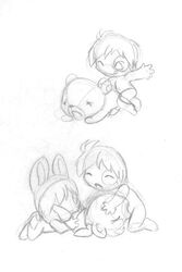 animal_crossing animal_crossing_boy artist_request chibi fellatio group_sex nintendo oral sex stitches_(animal_crossing) straight_hair villager_(animal_crossing) year_request