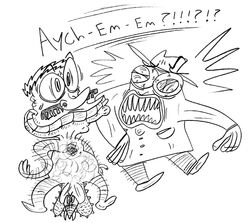 2boys cartoony line_art male male_only monochrome mrtennek mustache shod_corduroy tagme tennek what