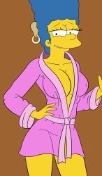 blue_hair croc_(artist) female marge_simpson pose semi_nude the_simpsons yellow_skin