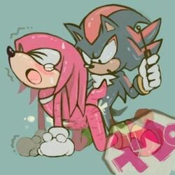 anthro blush cum doggy_style echidna fur hedgehog interspecies knuckles_the_echidna male male_only mammal monotreme multiple_males oh_no!! sex shadow_the_hedgehog sonic_(series) straight_hair tagme yaoi