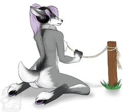 anthro bound breasts canine female fur furry galix_artistry goat hooves horn hybrid kneeling nude pussy rope solo