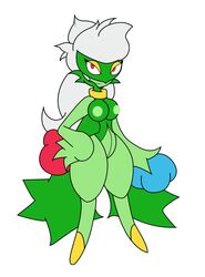 female female_only flower gb_of_bs green_skin highres nipples plant_girl pokemon roserade solo tagme white_hair