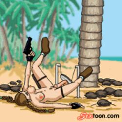 1girls animated breasts dildo female female_only human lara_croft lara_croft_(classic) nipples nude solo tagme text tomb_raider