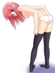 1girls breasts female kaneru medium_breasts milfa panties pink_hair purple_eyes robot_ears solo stockings thighhighs to_heart_(series) to_heart_2 to_heart_2_another_days topless underwear