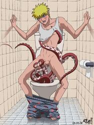 1boy anal bathroom blush boy_rape cum forced_yaoi heart_underwear insertion male male_focus male_only male_rape_victim male_urethral_insertion naruto nippleplay non-human_rapist octopus octopus_tentacle penis rape shirt_lift solo_focus surprised tentacle tentacle_on_male tentacle_rape tentaclejob toilet uncensored undressing urethral_insertion uzumaki_naruto yael yaoi