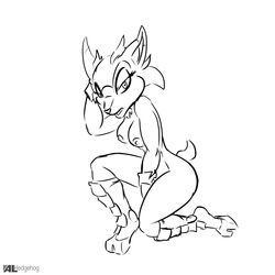 2017 alhedgehog anthro black_and_white breasts clove_the_pronghorn female female_only furry mammal nipples nude pronghorn sega sonic_(series) white_background