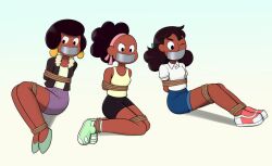 bondage brown_skin captured captured_girl captured_heroine captured_superheroine connie_maheswaran damsel_in_distress defeat defeated defeated_heroine jenny_pizza kiki_pizza nivek15 raceplay rope rope_bondage slave slave_auction slavegirl slaves steven_universe tape tape_gag