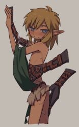 2boys against_wall blonde_hair disembodied_hands elf_ears gay grey_background hand_on_ass hand_on_butt hand_on_waist heavy_breathing hylian hylian_ears kokekokeimo link link_(tears_of_the_kingdom) long_hair looking_back male male/male male_focus male_only nipples pointy_ears rauru_(tears_of_the_kingdom) size_difference sweat sweatdrop sweating tears_of_the_kingdom the_legend_of_zelda yaoi zonai