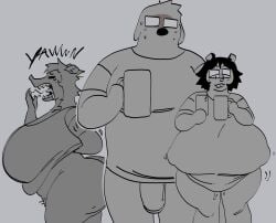 1boy 2girls anthro big_breasts big_penis bottomless breasts canine furry glasses hudson_(mooncheez3) huge_breasts large_breasts large_penis monochrome mooncheez3 neet neet_possum_(mooncheez3) neet_rat_(mooncheez3) original original_character penis possum rat uncensored