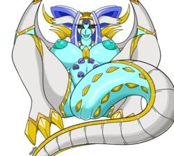 anthro belly big_breasts blue_hair blue_skin breasts canastus claws cracked_dragon_ball deity dragon dragon_ball dragon_ball_gt dragon_girl dragon_tail evil_dragon fangs feet female hair horn lipstick liu_xing_long long_hair long_tail looking_at_viewer makeup navel nipples nude oceanus_shenron omega_oceanus_shenron_(canastus) on_ground scales shadow_dragon smile spikes super_liu_xing_long_(canastus) transparent_background white_hair wide_hips wings