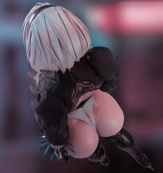 1girls 3d absurdres ass female female_only highres nier nier:_automata solo stevencarson yorha_2b