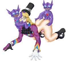 3boys anal anal_sex anthro avery_(pokemon) chastity chastity_cage femboy furry girly glasses male_only male_penetrated male_penetrating male_penetrating_male pokemon pokemon_ss sableye spitroast