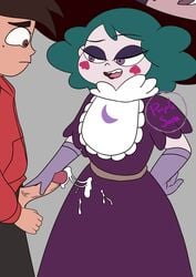 1boy 1girls age_difference clothed clothed_female_nude_male cum cum_on_clothes cumshot duo eclipsa_butterfly ejaculation erection female gloves hand_on_penis handjob male marco_diaz penis penis_grab penis_out purple_soda sex simple_background star_vs_the_forces_of_evil