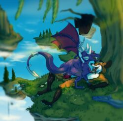 2019 absurd_res animal_genitalia animal_penis anthro ass balls blush canid cum cynder dragon erection female feral fur hair hi_res male male_penetrating mammal nude open_mouth paintedawd penetration penis pussy scalie sex smile spyro_the_dragon straight tyler_(character) vaginal_penetration video_games