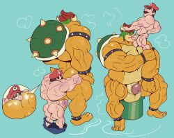 anthro balls bara barazoku big_balls big_muscles big_penis blowjob boner bowser butt eating_ass erection gay hat koopa larger_male light-skinned_male light_skin male male_only mario mario_(series) moustache multiple_scenes muscles muscular musk musk_clouds nintendo nude oral overweight overweight_male penis precum rimming rimming_male scalie simple_background size_difference smaller_male sniffing sniffing_ass super_mario_bros. sweat sweating vaniwall warp_pipe yaoi yellow_body