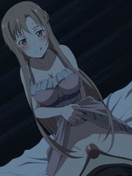 1boy breasts faceless_male female highres kame_(artist) kh-fullhouse kirito male male_pov nightgown penis pov pov_eye_contact pussy smile sword_art_online yuuki_asuna