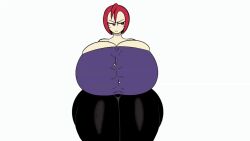 1girls animated animated breasts bursting_breasts cgthiccart female huge_breasts hyper_breasts nipples ruze_(cgthiccart) surprised thick_thighs thighs wardrobe_malfunction